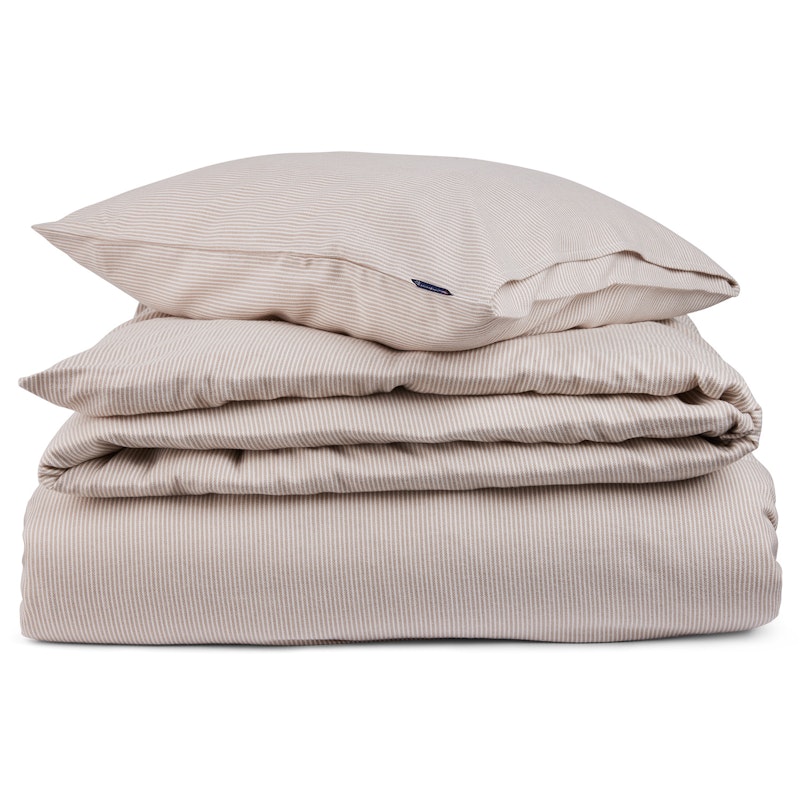 Striped Lyocell/Flannel Bettwäscheset 220x220 + 50x60x2, Beige