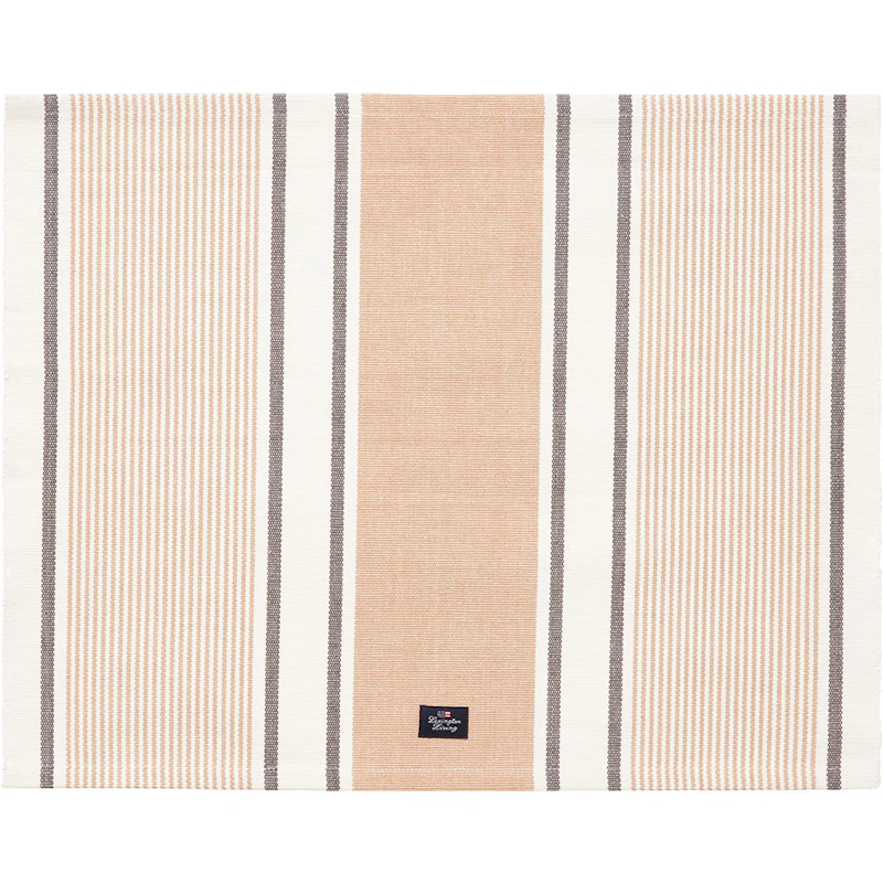 Striped Organic Cotton Rib Tischset 40x50 cm, Beige/Weiß