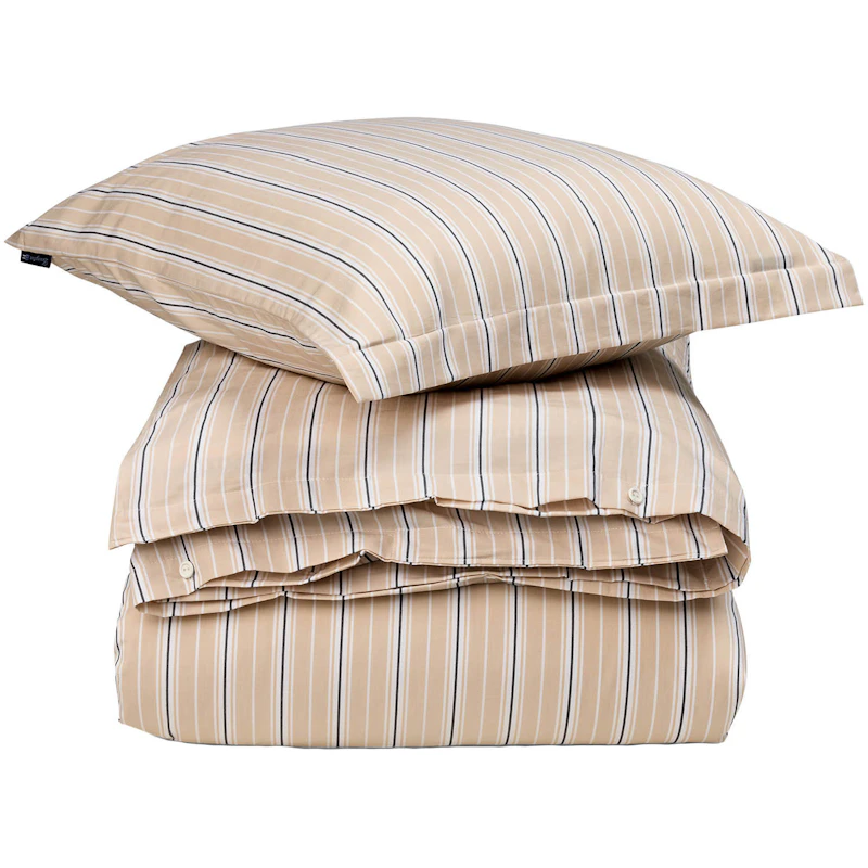 Striped Poplin Bettwäscheset 150x210 + 50x60 cm, Beige