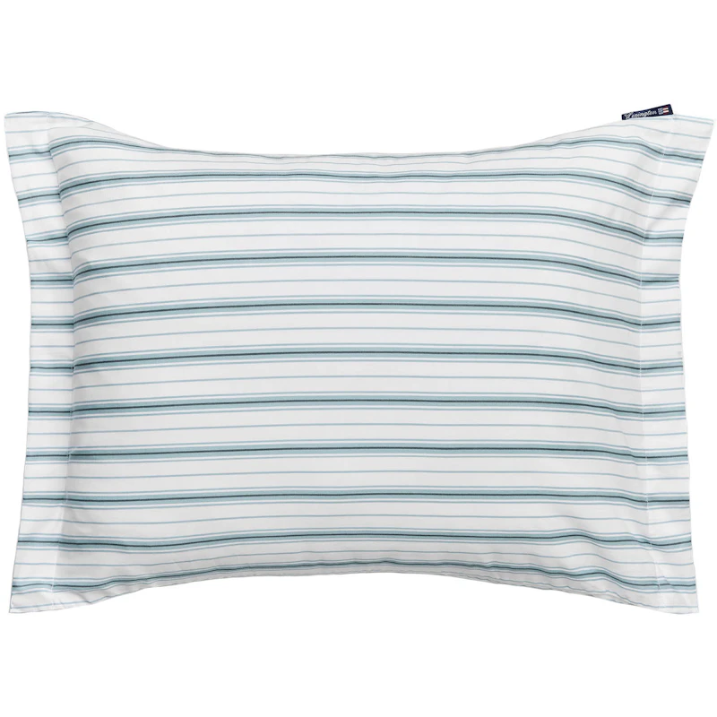 Striped Poplin Kissenbezug 50x60 cm, Weiß/Eucalyptus