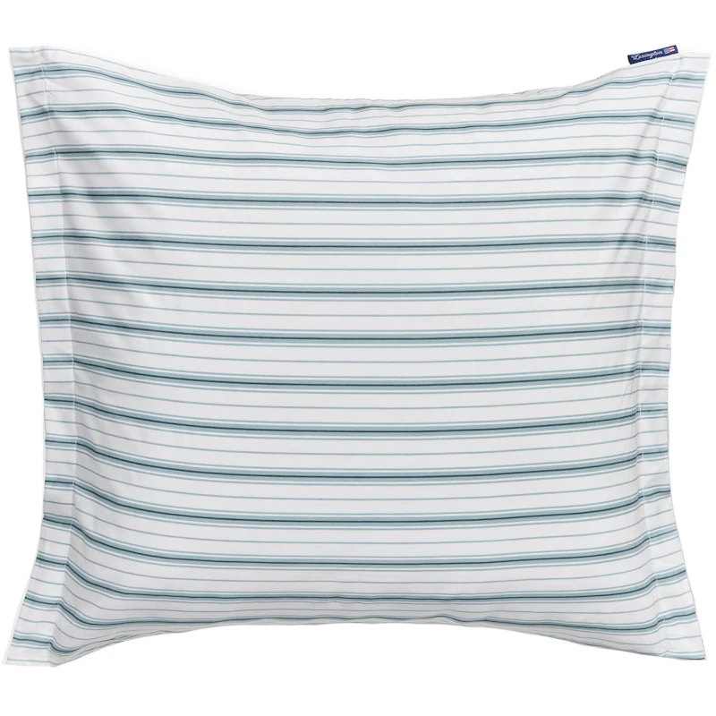 Striped Poplin Kissenbezug 65x65 cm, Weiß/Eucalyptus