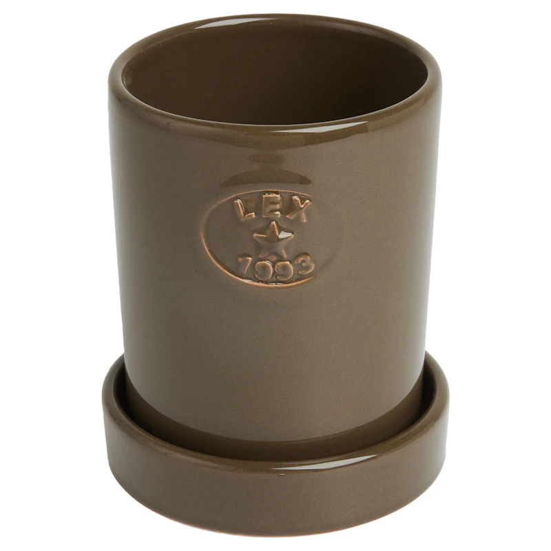 Topf Mit Unterteller H14 cm, Taupe
