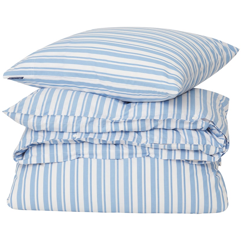 Striped Cotton Poplin Bettwäscheset 150x210 x 50x60 cm, Blau