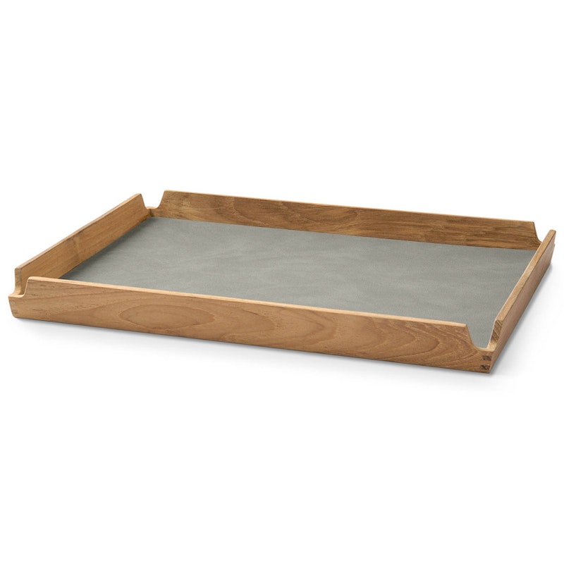 Airy Teak Tablett Mittlerer, Hellgrau