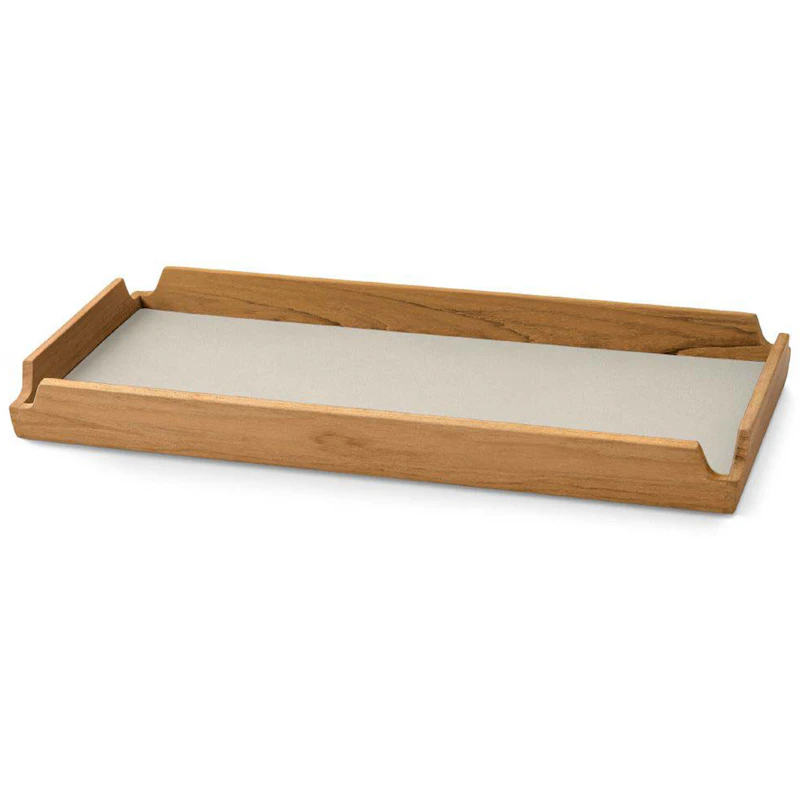 Airy Teak Tablett Slim, Oyster White