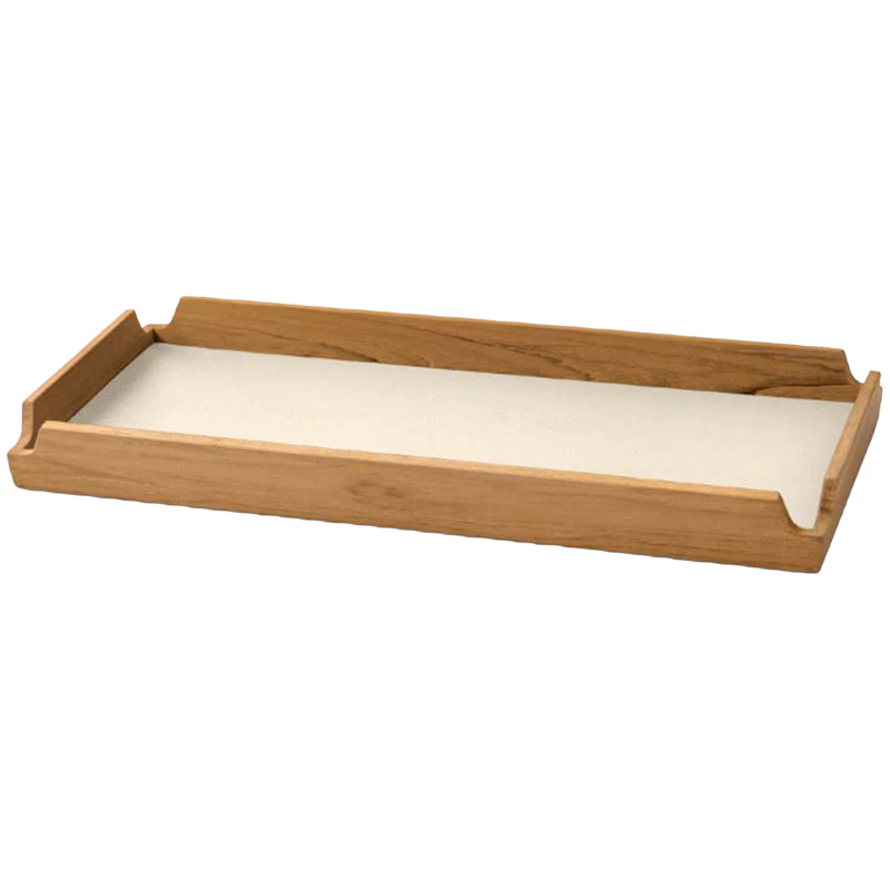 Airy Teak Tablett Slim, Vanilla