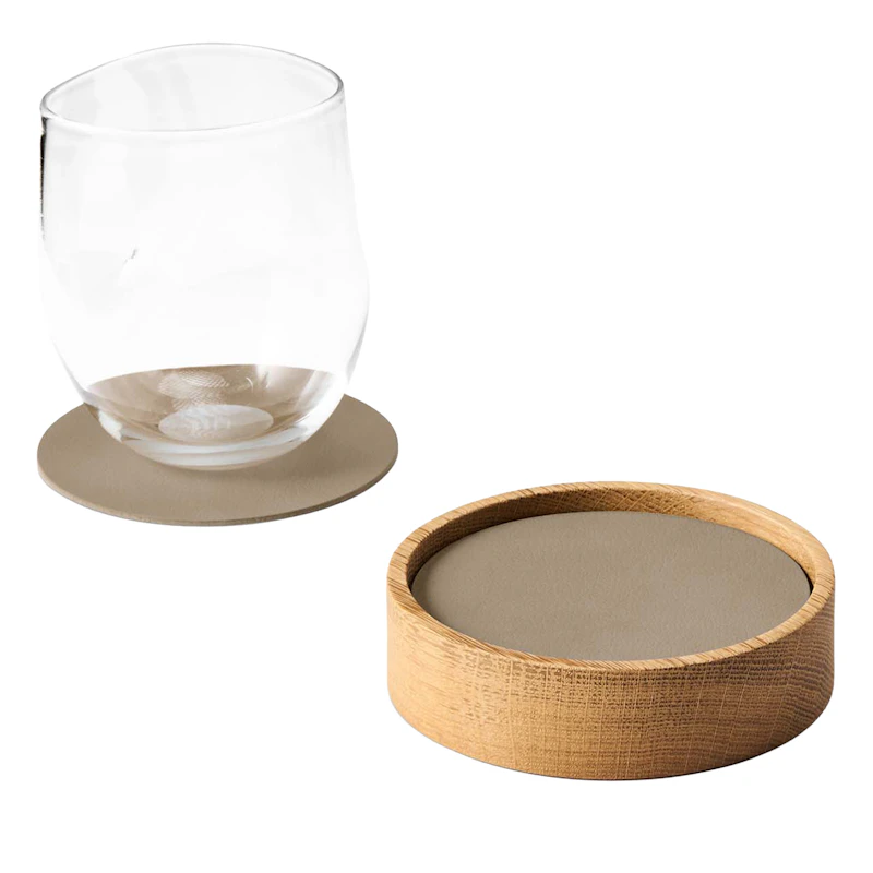 Circle S Kasten & Glasuntersetzer 8-er Set, Eiche / Clay Brown