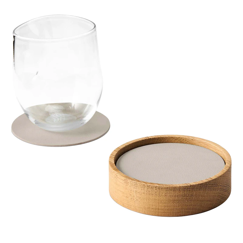 Circle S Kasten & Glasuntersetzer 8-er Set, Eiche / Oyster White