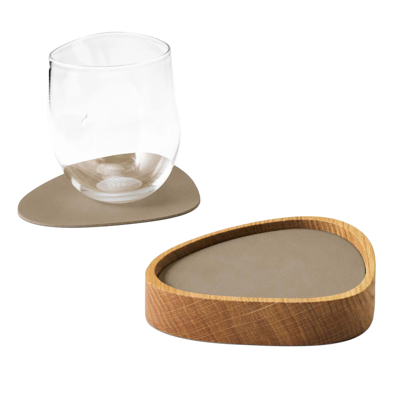 Curve S Kasten & Glasuntersetzer 8-er Set, Eiche / Clay Brown