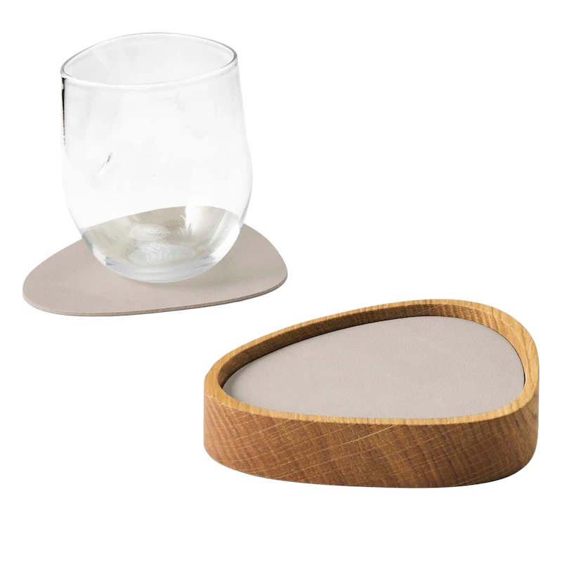Curve S Kasten & Glasuntersetzer 8-er Set, Eiche / Oyster White