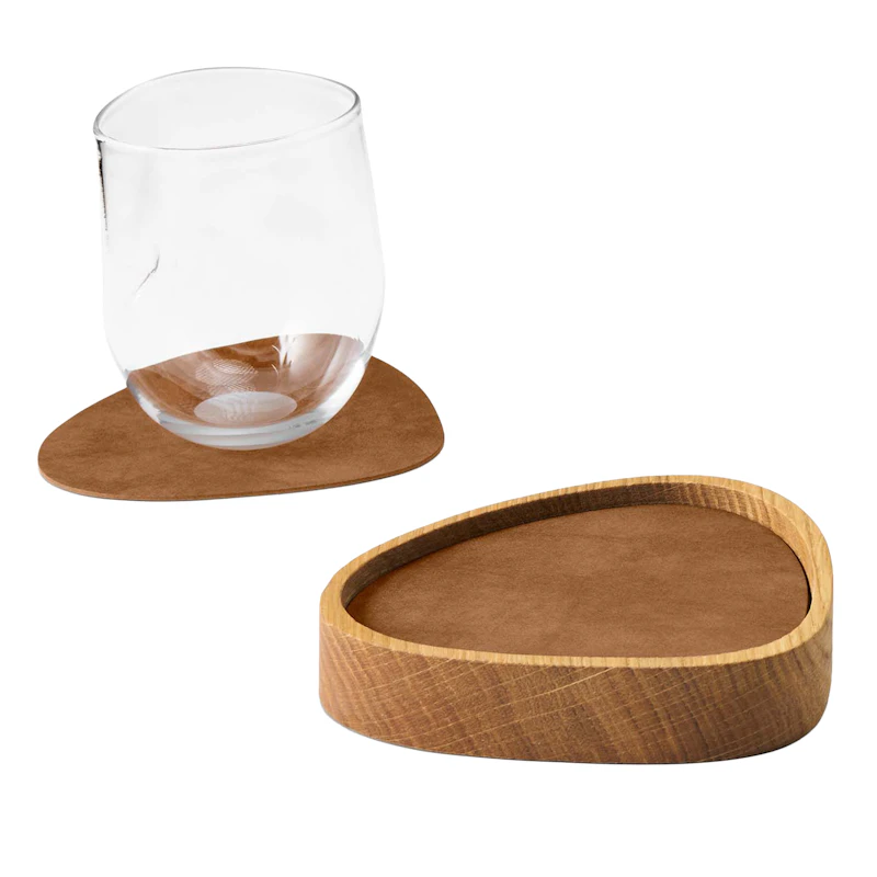 Curve S Kasten & Glasuntersetzer 8-er Set, Eiche / Natur