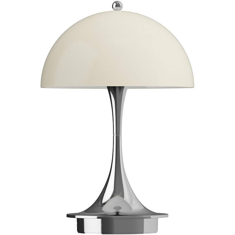 Panthella 160 Tischlampe Tragbar, Chrom / Opal Beige