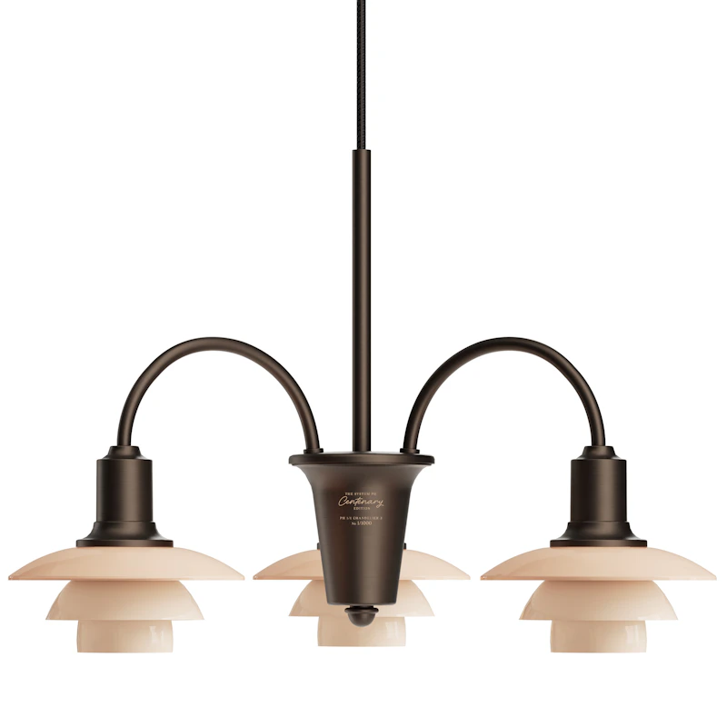 PH 1/1 Kronleuchter Mit 3 Armen, Centenary Edition, Aged Brass / Dusty Terracotta