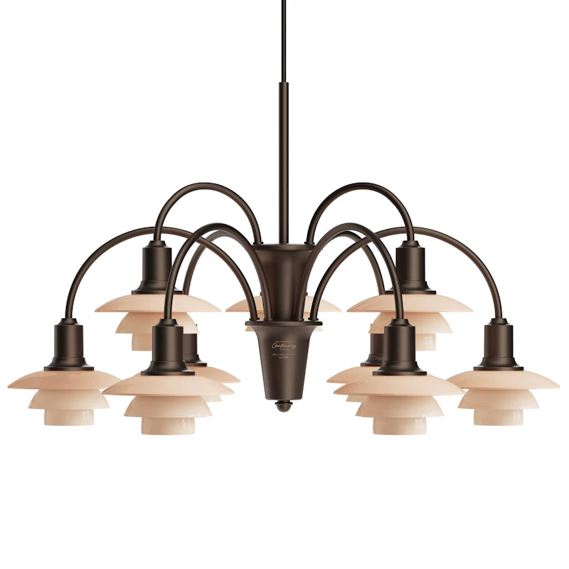 PH 1/1 Kronleuchter Mit 9 Armen, Centenary Edition, Aged Brass / Dusty Terracotta