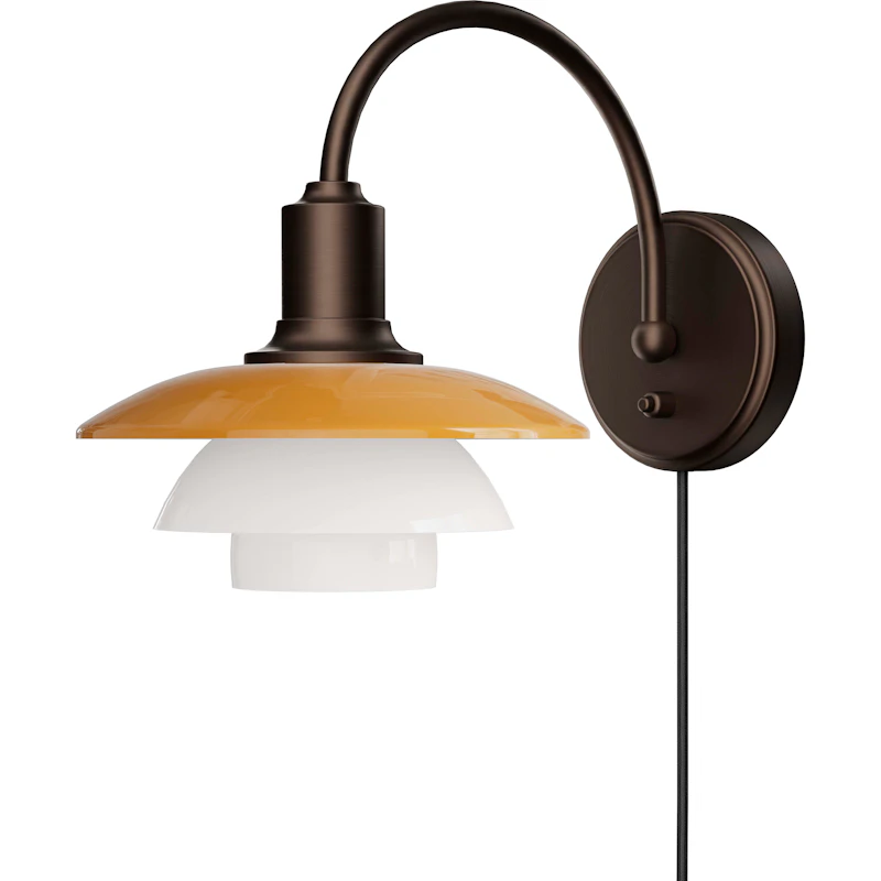 PH 2/2 Wandleuchte Mit Kordel & Lichtschalter Centenary Edition, Amber / Opal White