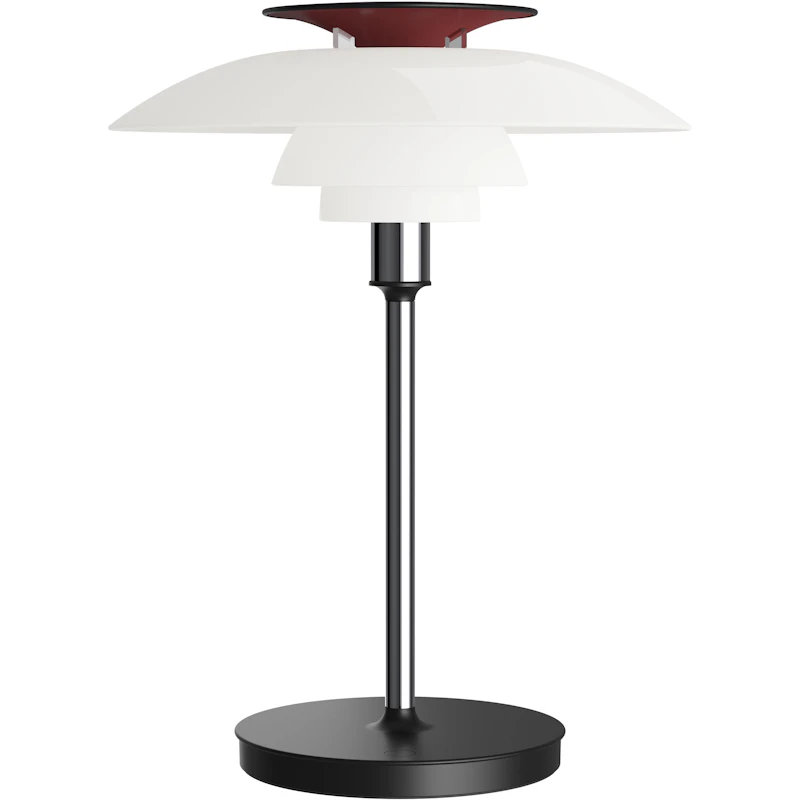 PH 80 Tischlampe Tragbar, Chrom / Opalweiß