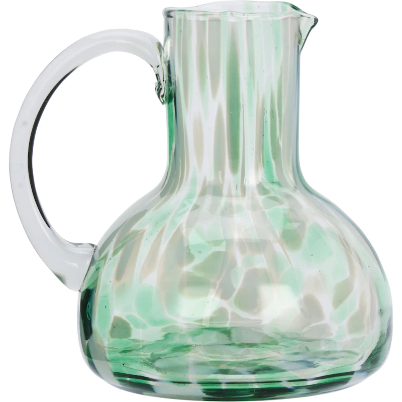 Coloured glass Kanne 14 cm, Grün / Weiß / Transparent