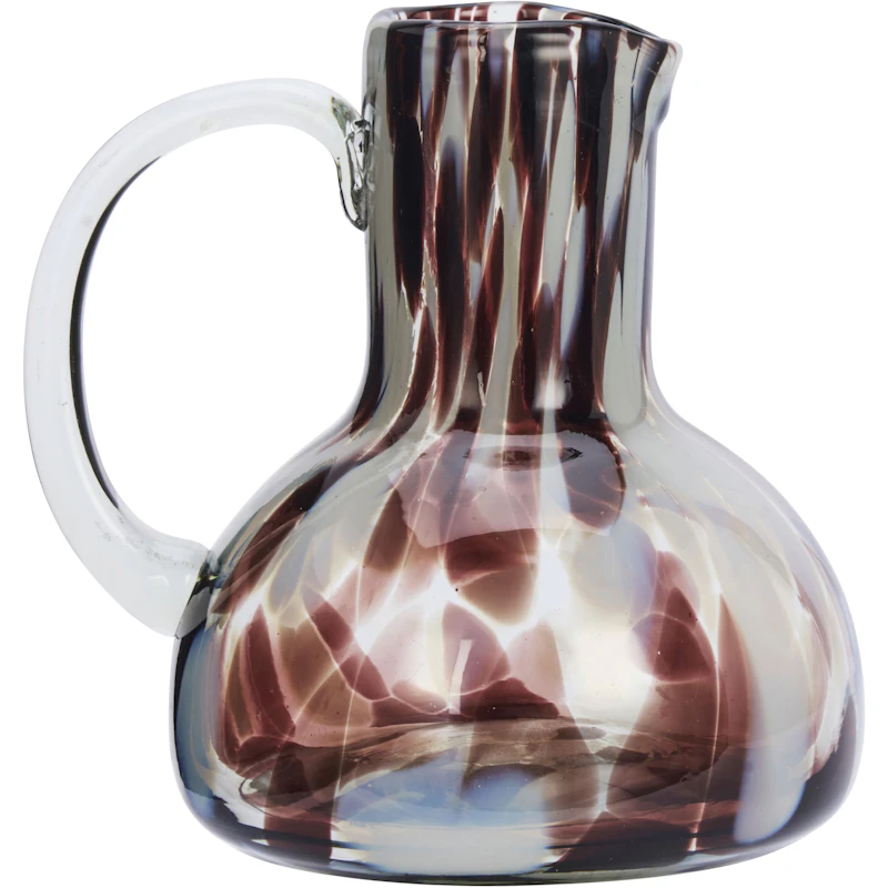 Coloured glass Kanne 17 cm, Braun / Weiß / Transparent