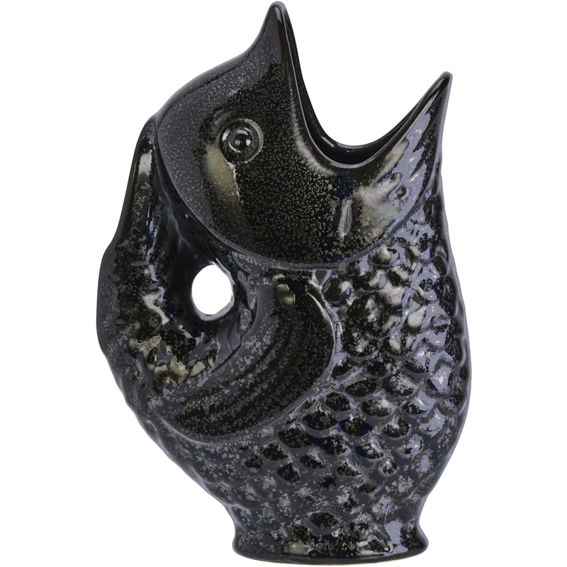 Stoneware fish Vase, Schwarz
