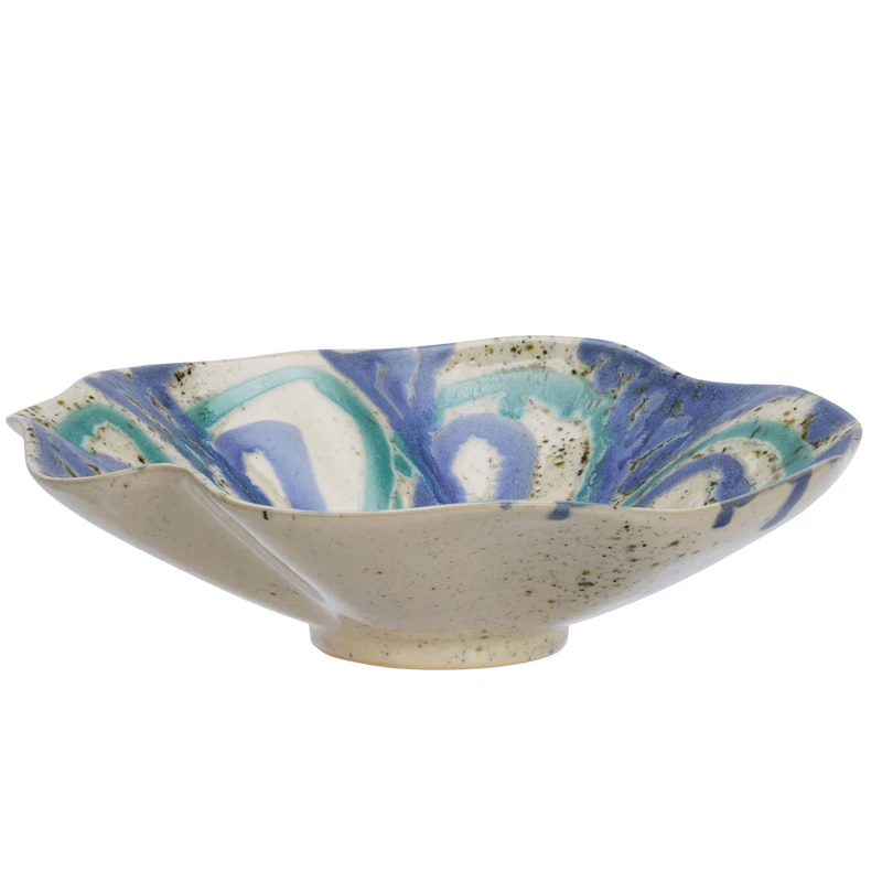 Stoneware Schüssel, Blau / Altweiß / Aqua