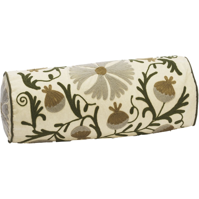 Suzani embroidered Polster, Grau / Grün / Tapenade