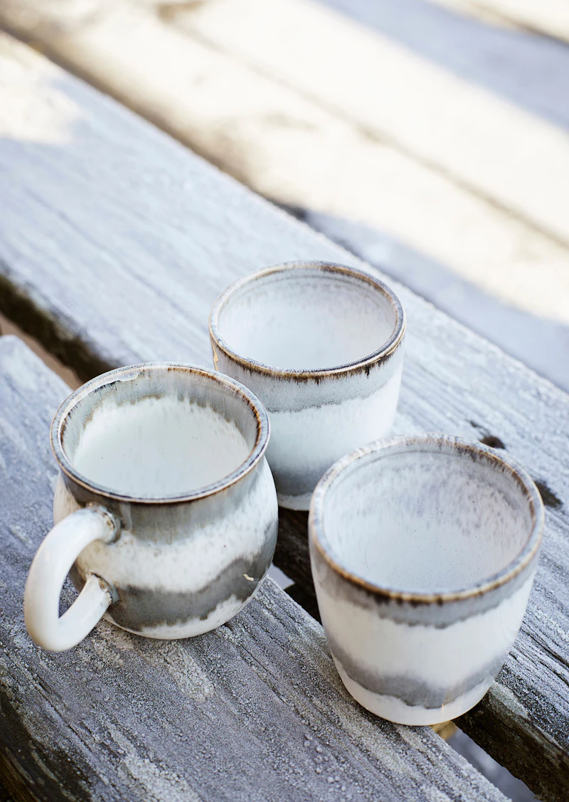 Tasse Mit Henkel Ø8 cm, Grau / Weiß von Madam Stoltz