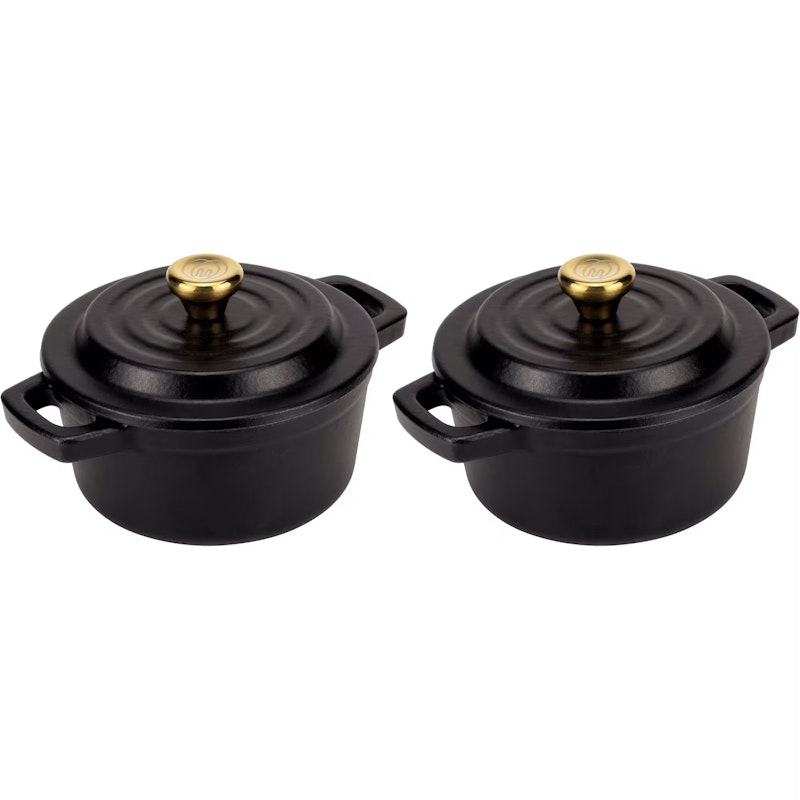 Gusseisentopf Ø10 cm 2-er Set, Mattschwarz