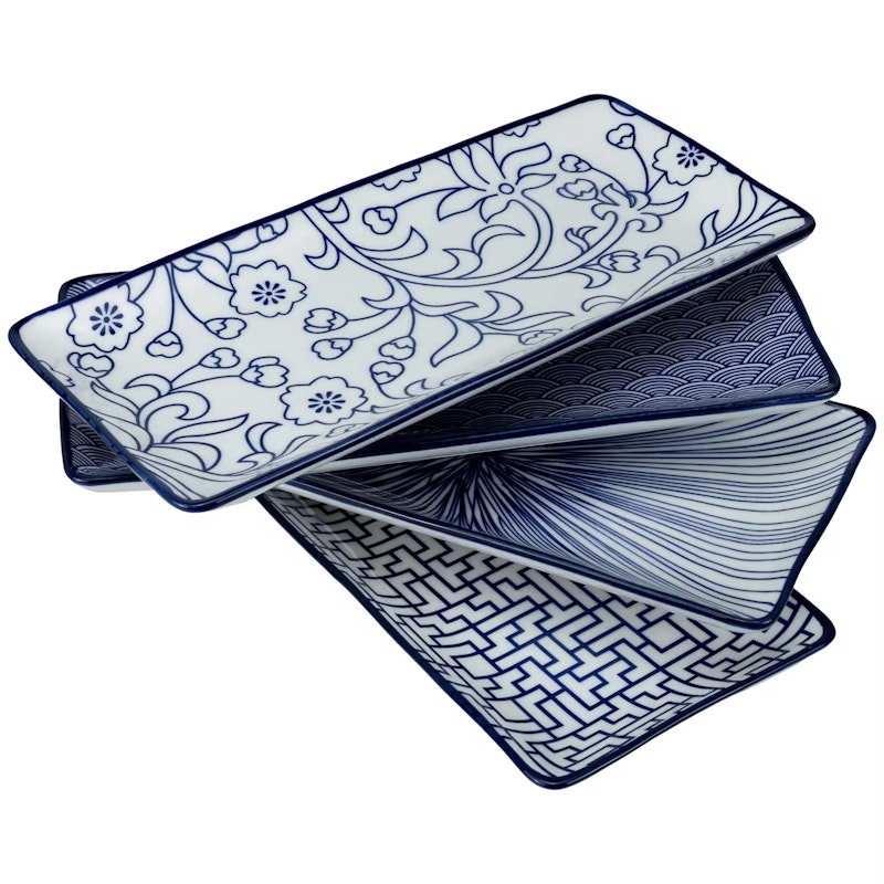 Akio Rechteckige Platte 12x25 cm 4-er Set