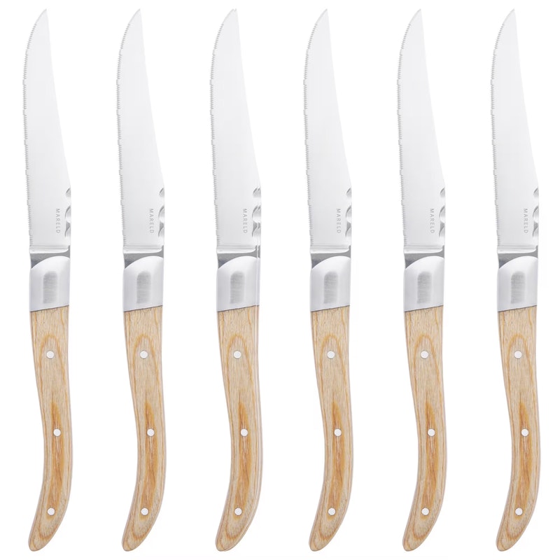 Steak Knives 6-pack, Light Wood