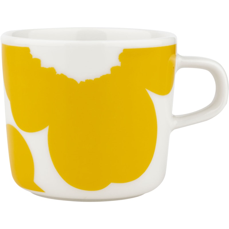 Iso Unikko Kaffeetasse 20 cl, Weiß / Spring Yellow