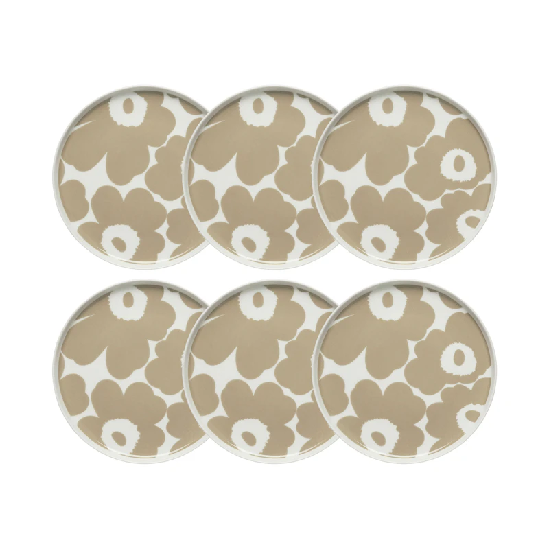 Oiva / Unikko Beilagenteller 20 cm 6-er Set, Beige / Weiß