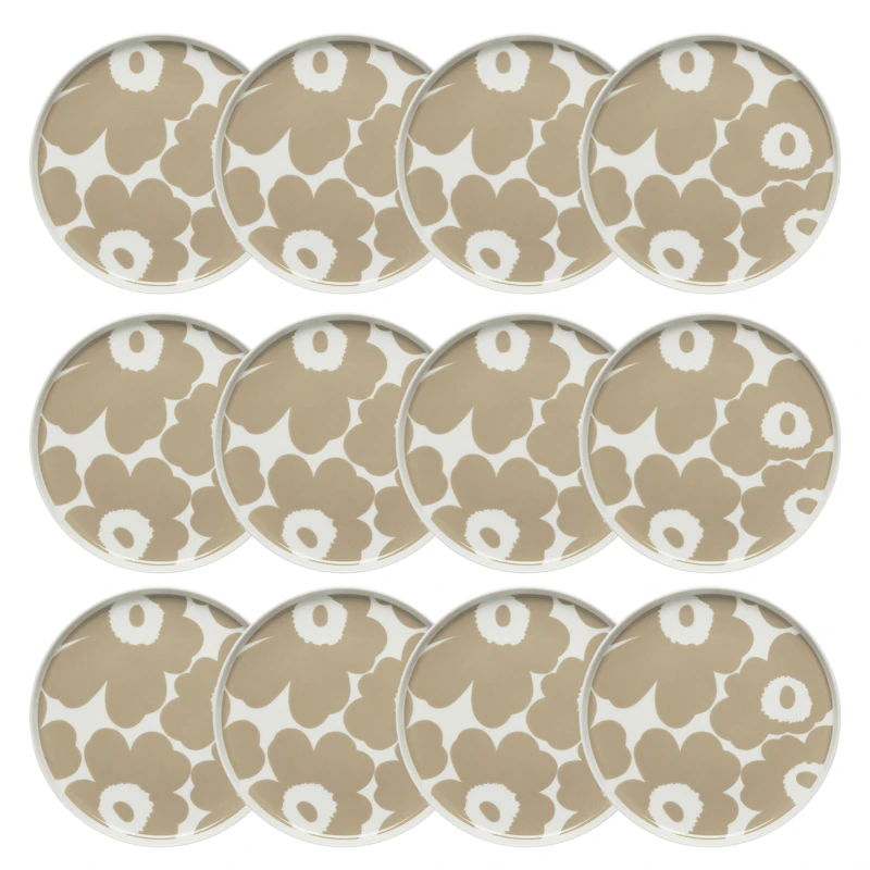Oiva / Unikko Beilagenteller 20 cm 12-er Set, Beige / Weiß