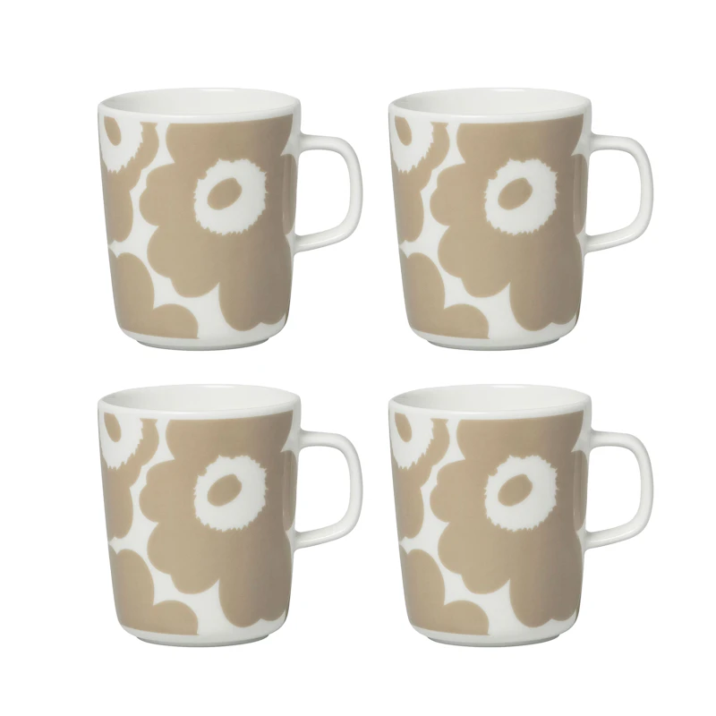 Oiva / Unikko Tasse 25 cl 4-er Set, Beige / Weiß