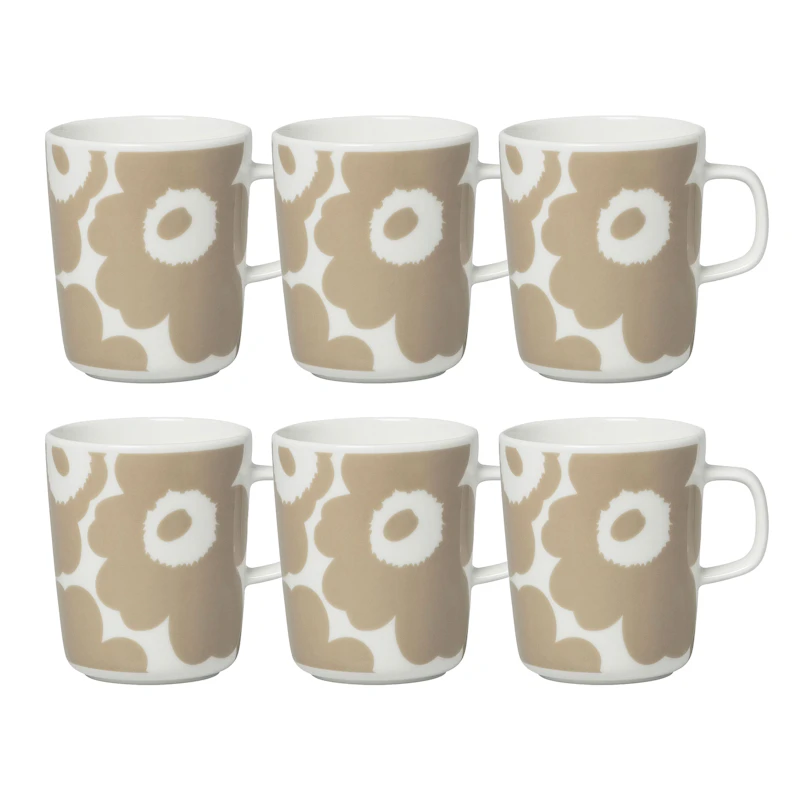 Oiva / Unikko Tasse 25 cl 6-er Set, Beige / Weiß
