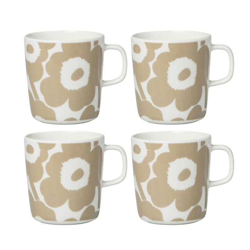 Oiva / Unikko Tasse 40 cl 4-er Set, Beige / Weiß