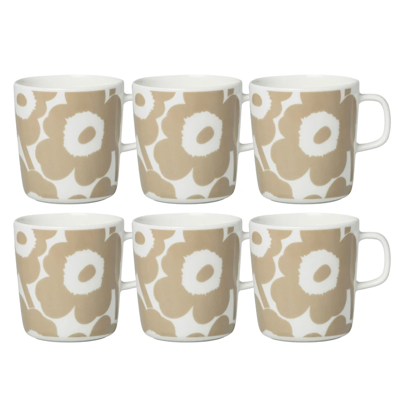 Oiva / Unikko Tasse 40 cl 6-er Set, Beige / Weiß