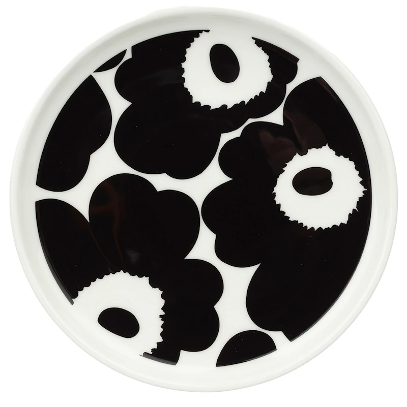 Oiva/Unikko Teller 13,5 cm, Schwarz / Weiß
