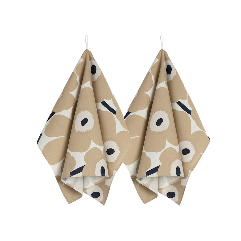 Unikko Küchenhandtuch 47x70 cm, 2er-Pack Beige/Weiß