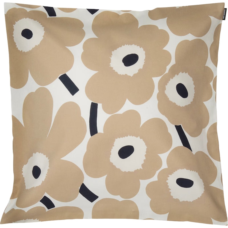 Pieni Unikko Kissenbezug 50x50 cm, Beige / Altweiß / Dunkelblau