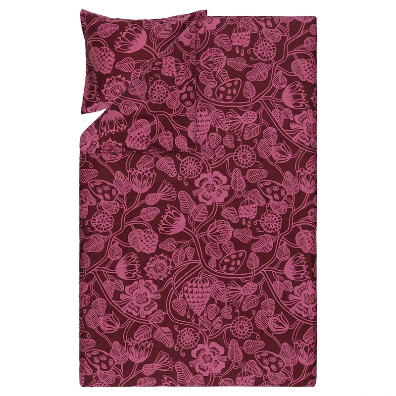 Tiara Sateen Bettwäsche 150x210 + 50x60 cm, Rosa/Burgunderrot
