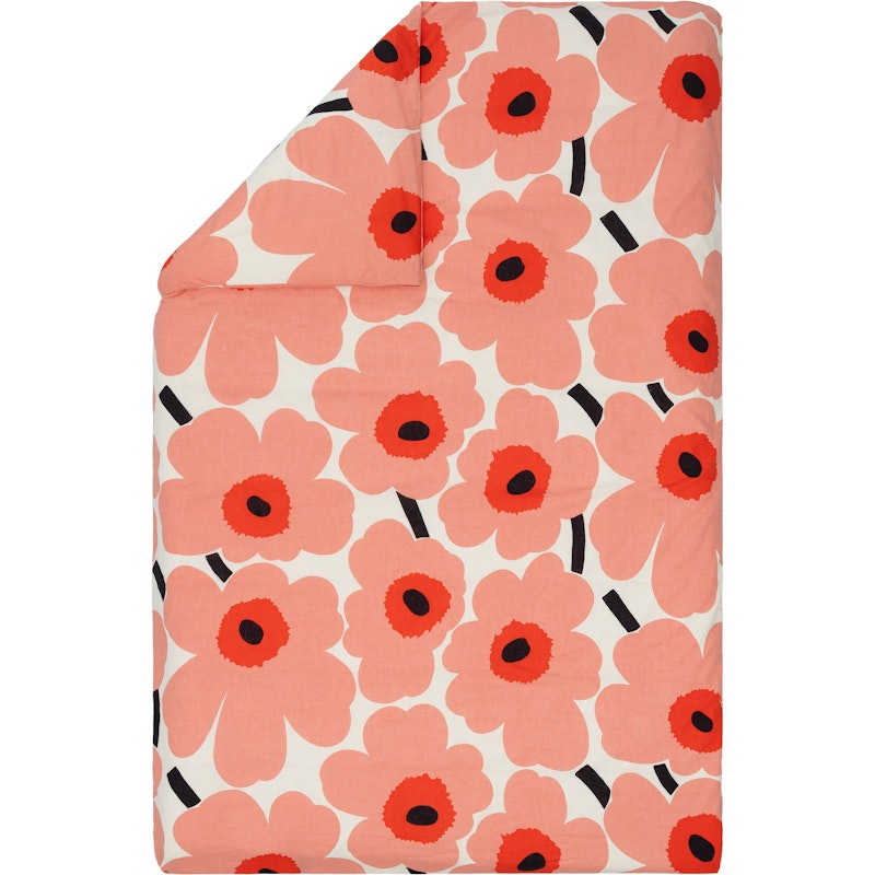 Unikko Bettbezug 150x210 cm, Korallenfarben / Charcoal / Orange Red