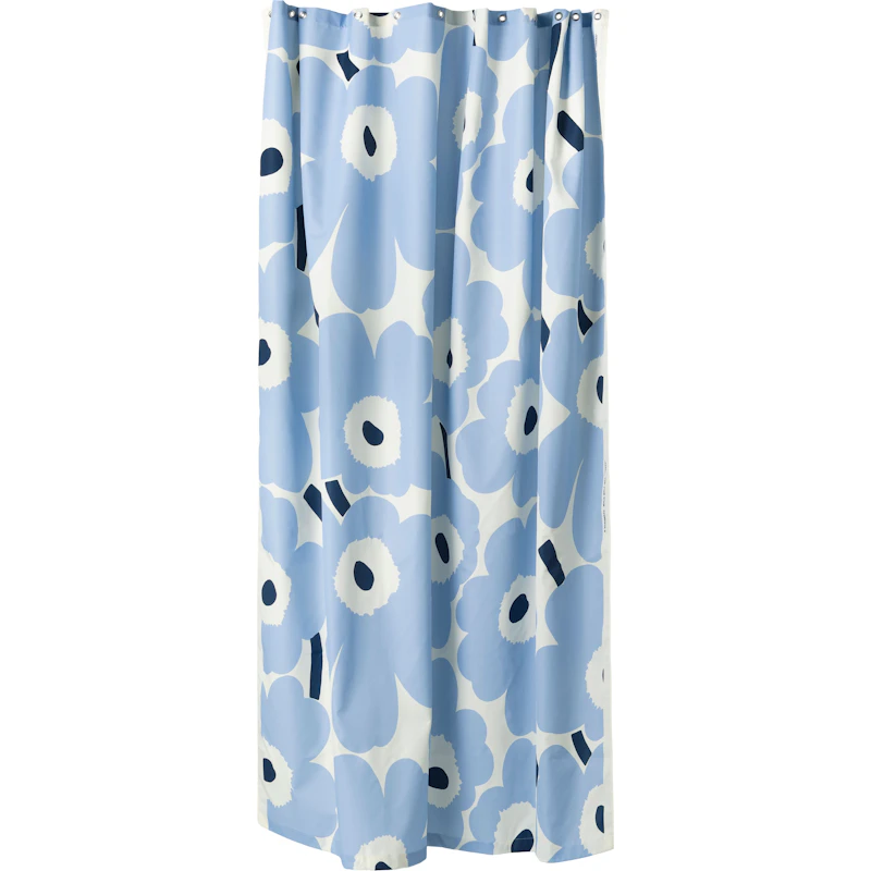 Unikko Duschvorhang 180x200 cm, Altweiß / Hellblau / Marineblau