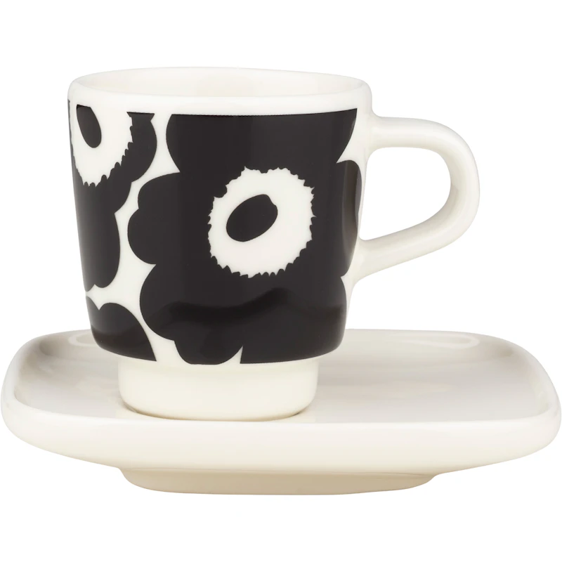 Unikko Espressotasse 5 cl, Schwarz / Weiß