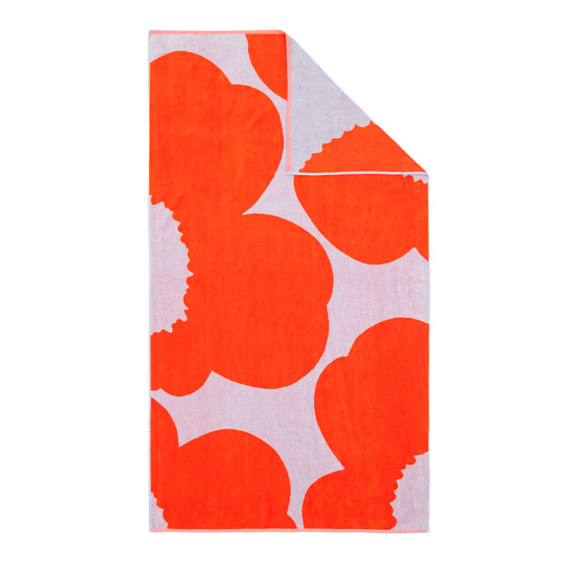 Unikko Handtuch 100x180 cm, Orange / Weiß