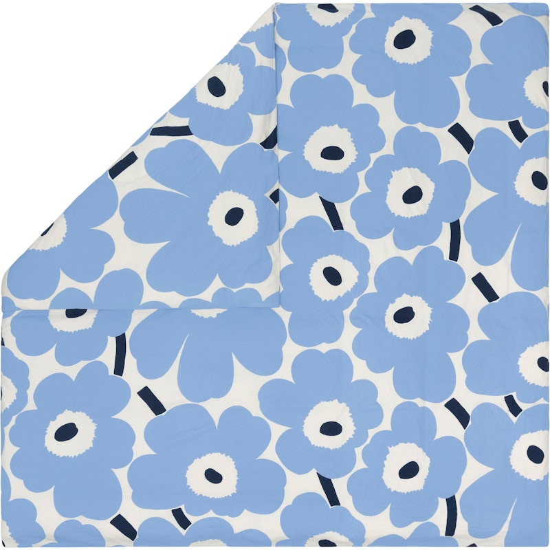 Unikko Jersey Bettdeckenbezug 240x220 cm, Altweiß / Hellblau / Marineblau