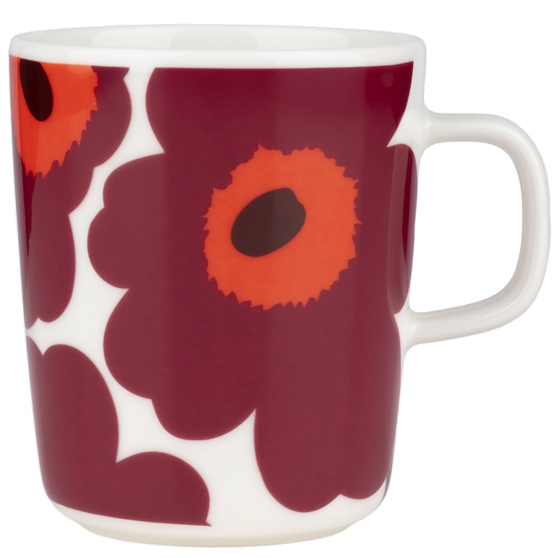 Oiva/Unikko Tasse 25 cl, Weiß / Rot / Burgunderrot