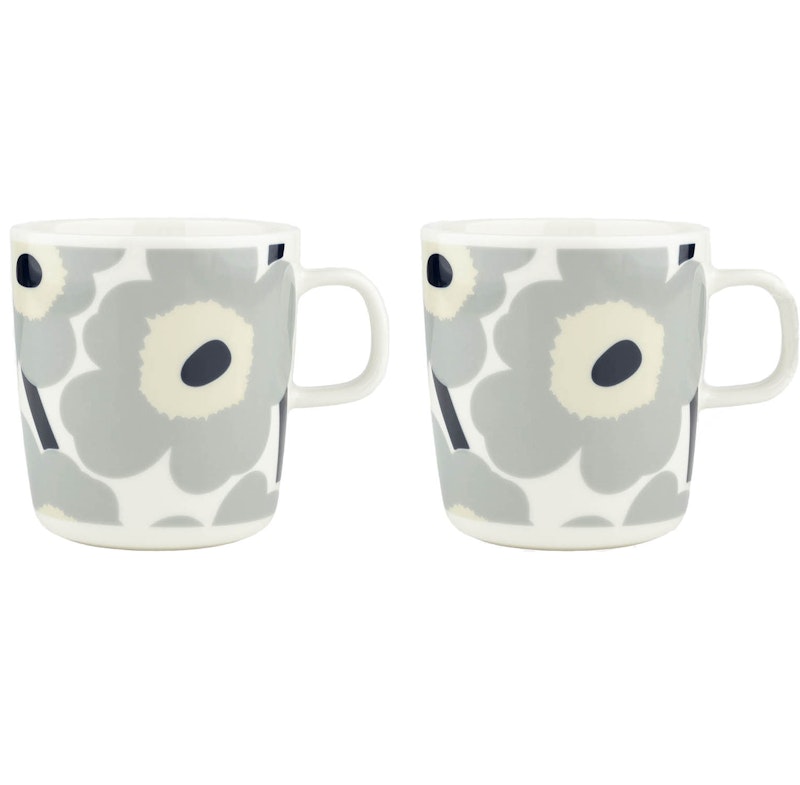 Unikko Tasse 40 cl 2-er Set, Hellgrau/Altweiß