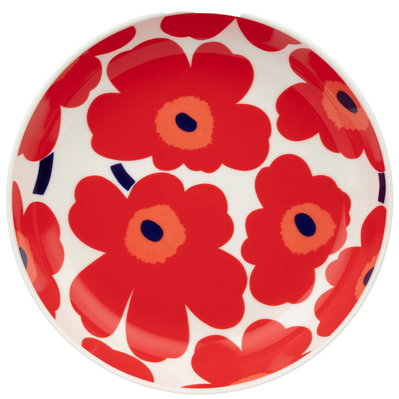 Unikko/Oiva Tiefer Teller 20,5 cm, Weiß / Blau / Rot