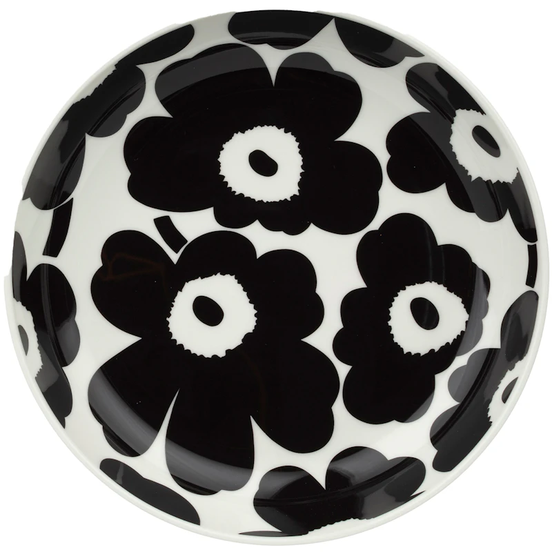 Unikko Tiefer Teller 20,5 cm, Schwarz / Weiß