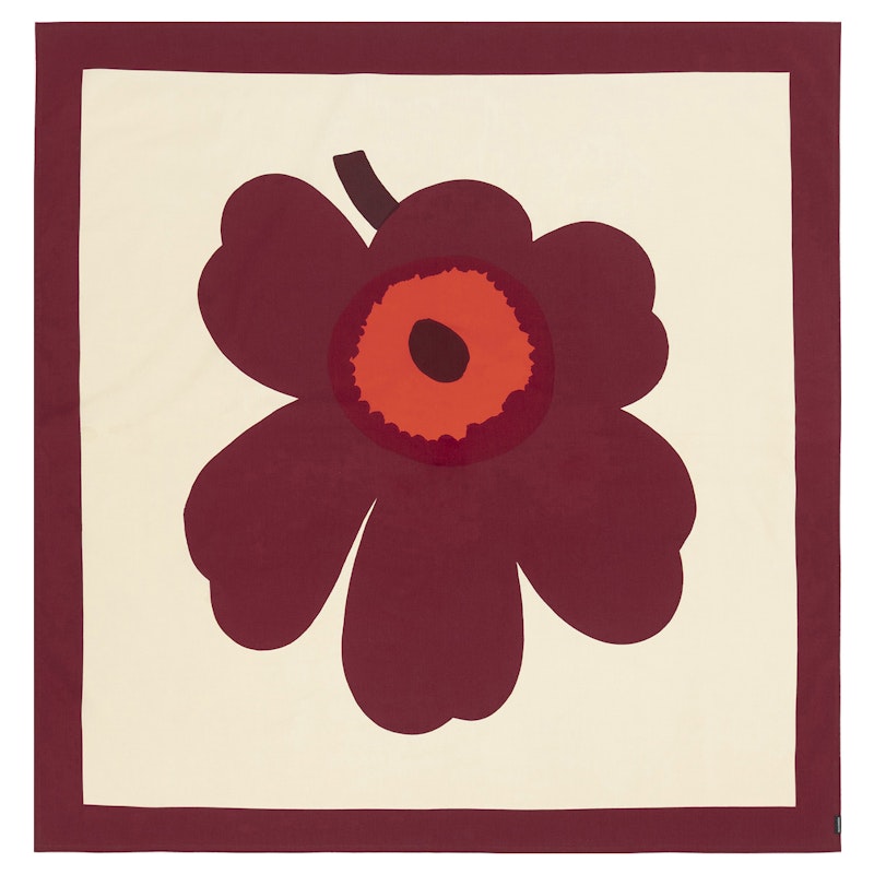 Unikko Tischdecke, Vanilla/Burgunderrot